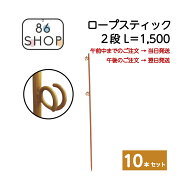 ロープスティック 2段 オレンジ ＃16×1500L 10本入 | 1500mm セット ロープ支柱 ロープ張り 鉄ピン ロー…