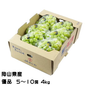 お中元 ぶどう シャインマスカット 晴王 優品 5〜10房 4kg 岡山県産 葡萄 ブドウ
