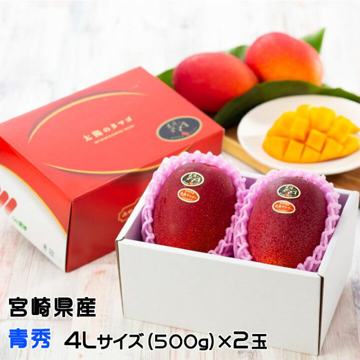 楽天市場】マンゴー 太陽のタマゴ 青秀 4L 500g以上×2玉 JA宮崎経済連 