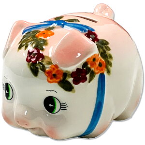 豚の貯金箱 ピギーバンク ブタバンク (中)ピンク Piggy Bank