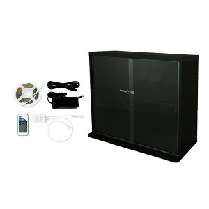 お得なセット コレクションケース コレクションラック 地球家具 DIO ディオ 引き戸 ワイド ロータイプ 本体 鍵付 RGB対応LED付き NEW ガラスケース ディスプレイラック ( 幅90cm 奥行38cm 高さ83.5cm