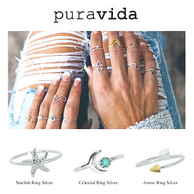 PuraVida プラヴィダ リング Starfish Ring /Celestial Ring /Arrow Ring 指輪 Silver/Gold スターリングシルバー 925 ジェニュイン ターコイズ レディース メンズ アクセサリ サーフィン ファッション