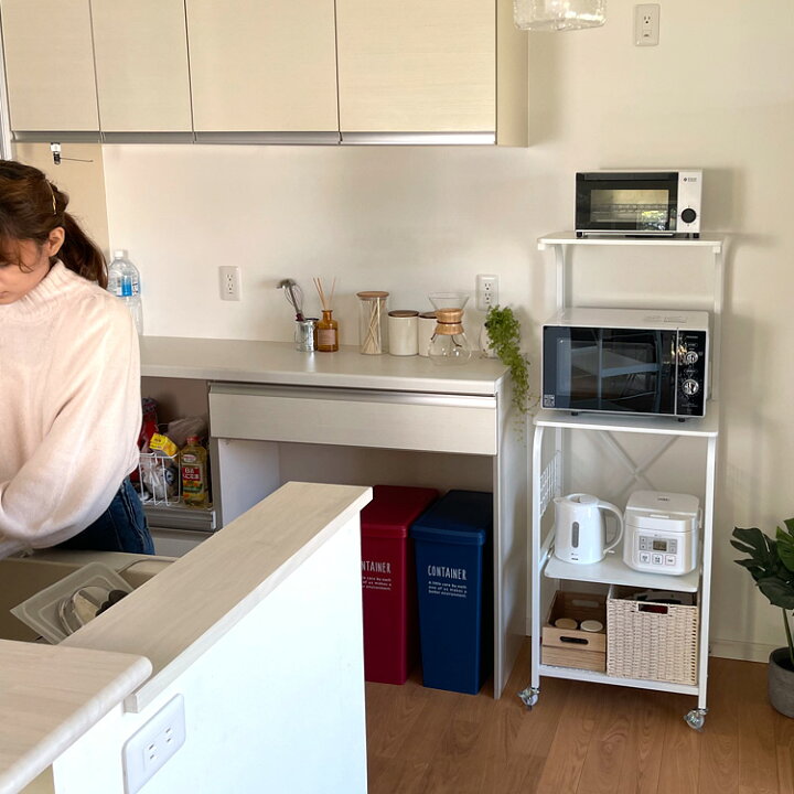 楽天市場 上棚付 キッチンラック Lacuis ラクイーズ キッチンワゴン キッチン 収納 レンジ 炊飯器 ポット ラック 60幅 収納 スリム キッチン収納 隙間収納 台所収納 スリムラック レンジラック 一人暮らし 新生活 地球家具 ハコナカ