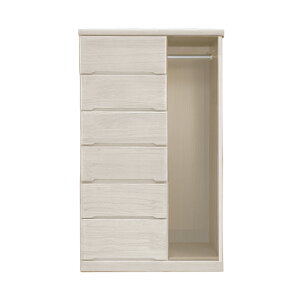 期間中ポイント10倍 ハンガーチェスト 引き出し 幅80 6段 ハンガーラック チェスト マルチ収納 タンス 白 服吊り 大川家具 桐チェスト 桐材 天然木 ホワイト ブラウン ナチュラル おしゃれ 清