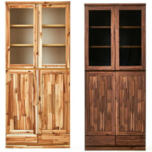 期間中ポイント10倍 フリーボード 食器棚 キッチンボード リビングボード 書棚 80 板戸 国産 日本製 完成品 大川家具 木製 アカシア 収納 木目調 開き戸 扉 キッチン リビング 書斎 耐震ラッチ