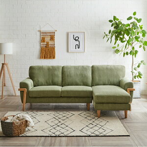 期間中ポイント15倍 ソファー カウチソファー マルチソファー L字 カウチセット 木枠 ファブリック 肘付き おしゃれ シンプル モダン カジュアル 木脚 3色対応 ボリューム感 コーデュロイ ラ