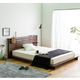 ベッド ベッドフレーム ワイドダブル ヘッド付き 幅173 フレームのみ すのこベッド シンプル 脚付き 棚付き ワイドタイプ ロータイプ 木製 パイン材