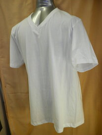【送料無料】男性用　メンズ　半袖　V首　　白Tシャツ　綿100％　M・L・LL　新栄13-662