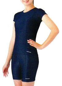 【送料無料】101563S・M・L・LL・3L・4Lラインセパレート フレンチ袖 紺(ネービー)すまいるスイム　シリーズ女の子 スクール水着　日本製セパレートの上着だけです。学校の授業でも　使用できるスイムパッド付き です。