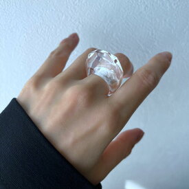 リング 指輪 13号 選べる レディース 太め 大きめ 金属アレルギー対応 シンプル かわいい おしゃれ アクセサリー プレゼント ギフト 20代 30代 40代 50代 ガラス風 日本製 透明 クリア 送料無料