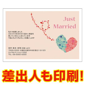 【差出人印刷込み 30枚】 結婚報告はがき・お知らせ WMS-63結婚報告　葉書　結婚ハガキ　写真なし