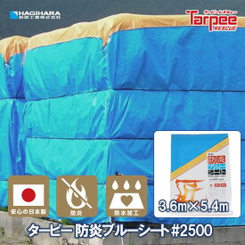 ＼24h限定 抽選で100%ポイントバック 11/10限定／【萩原工業 公式】防炎ブルーシート #2500 3.6m×5.4m | 匠シリーズ 防炎加工 防炎性能 消防法適合 防水 日本製 養生 カバー 間仕切り 防火対策 ハトメ付 キャンプ アウトドア レジャー 3.6×5.4