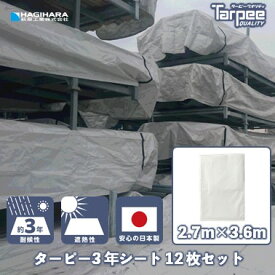 【萩原工業 公式】3年シート 2.7m×3.6m 2736 [12枚] | まとめ売り 国産 日本製 ホワイト 白 遮熱効果 日よけ 軽量 土木工事 壁面養生 防水 養生 養生シート カバー 日よけ 景観保護