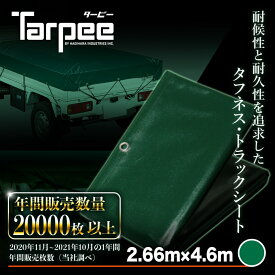 ＼ポイント14倍 エントリーで10倍＆全品5倍 4日20時~／【萩原工業 公式】エステル帆布 トラックシート グリーン H-4号 2.66m×4.6m | 3t 2tロング トラック 荷台シート 荷台カバー ゴムバンド 30本入 防水 緑 トラック用シート 荷掛けシート