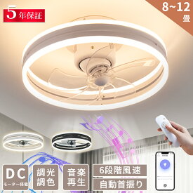【爆売り★2025新発売★音楽再生】シーリングファンライト LED シーリングファン DCモーター ファン付き照明 おしゃれ 北欧 調光調色 8畳 10畳 12畳 音楽再生 APP対応 首振り 風量調節 シーリングライト 扇風機 リモコン付き 天井照明 軽量 子供部屋 静音 薄型 照明器具
