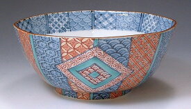 京焼/清水焼 磁器 六寸鉢 華古紋 木箱入 Kyo-yaki. Serving Japanese bowl hanakomon. Wooden box. Porcelain.