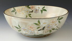 京焼/清水焼 陶器 六寸鉢 彩さくら 紙箱入 Kyo-yaki. Serving Japanese bowl colorful sakura. Paper box. Ceramic.