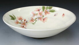 京焼/清水焼 陶器 八寸鉢 桜 紙箱入 Kyo-yaki. Big Japanese serving bowl sakura. Wooden box. Ceramic.