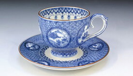 京焼/清水焼 磁器 珈琲碗皿 丸紋山水 紙箱入 Kyo-yaki. Coffee teacup and saucer marumonsansui. Paper box. Porcelain.