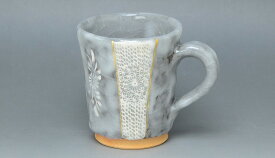 京焼/清水焼 陶器 マグカップ 黒志野印華 紙箱入 Kyo-yaki. Japanese mug cup brack shino inka. Paper box. Ceramic.
