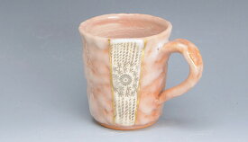 京焼/清水焼 陶器 マグカップ 志野印華 紙箱入 Kyo-yaki. Japanese mug cup shino inka. Paper box. Ceramic.
