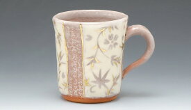 京焼/清水焼 陶器 マグカップ 志野更紗 紙箱入 Kyo-yaki. Japanese mug cup shino sarasa. Paper box. Ceramic.