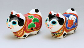 京焼/清水焼 磁器 箸置 張り子戌 2入 紙箱入 Kyo-yaki. Set of 2 Japanese chopstick spoon rest hariko dog. Paper box. Porcelain.
