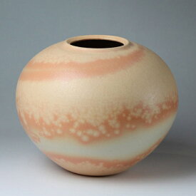 萩焼 御本手平壷（木箱） Hagi yaki Gohonde Vase made in Japan. Japanese pottery with wood box.