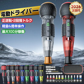 【9色展開2026NEW】電動ドライバー 軽量 強力 16点ビット 2WAY 高トルク・軸ブレなし 高輝度LEDライト 家具組立 DIY 収納ケース付き USB充電式 静音 連続使用時間100分 女性対応 初心者対応 1年保証【HAGOOGI】