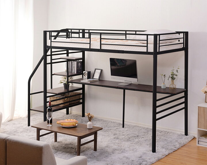 楽天市場 ロフトベッド 階段付き パイプベッド シングル コンセント付き 収納 子供ベッド 二段ベッド 子供部屋二段ベッド 送料無料 スチール 耐震 ベッド シングル パイプベッド パイプ 金属 Bedframe Pipeb 寝具 子供用品専門店hahaprice