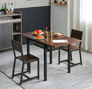 ダイニングセット 3点 ダイニング3点セット 2人用 2人掛け 無垢材 ダイニングテーブル ダイニングテーブルセット ダイニングチェア 折りたたみテーブル 伸縮ウッドダイニング レトロ 食卓