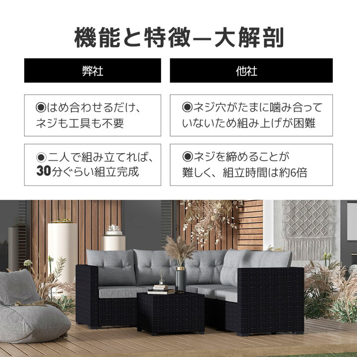 楽天市場】【20時〜P5倍】ラタン調 ガーデンファニチャー 5人掛け 