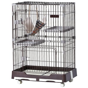 猫 ケージ 2段 ハンモック付 引き出し式トレイ キャスター付き キャットケージ 猫 猫ゲージ おしゃれ キャットハウス ネコ ハウス 多段 留守番 保護 脱走防止 多頭飼い 多頭 スチール ペット