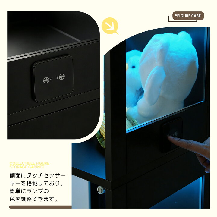 楽天市場】ガラスケース コレクションケース 7色LEDライト ガラス 