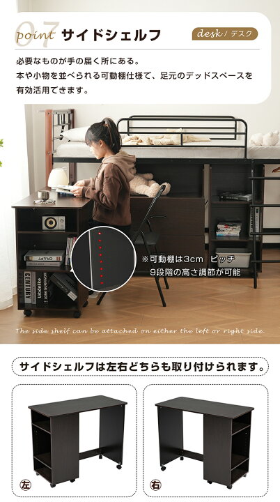楽天市場】システムベッド 4点セット デスク＋収納ラック＋シェルフ 