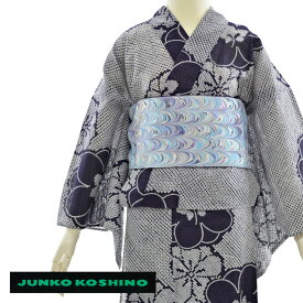 浴衣 レディース junko koshino コシノジュンコ 綿絽浴衣 ゆかた 藍色 絞柄 梅 プレタ浴衣 女性用
