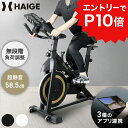 【エントリーでP10倍※12/4 20時開始】ハイガー スピンバイク 静音 マグネット式 Zwift Kinomap Fitshow 対応 カロリー・速度・距離・心拍数メーター付 負荷無段階調整 フィットネスバイク エアロバイク ダイエット 最新改良版【1年保証】HG-YX-5006 ホワイト／ブラック