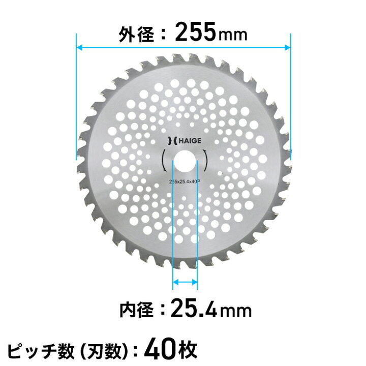 楽天市場】高品質 草刈り機用 チップソー 255mm 40枚刃 穴径25.4mm 替 