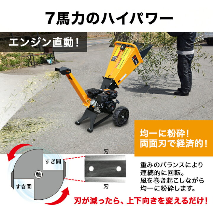 楽天市場】ハイガー公式 エンジン粉砕機 ウッドチッパー 家庭用 竹 木  