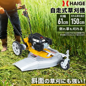 ハイガー 自走式 草刈り機 エンジン式 196cc 4サイクル 6馬力 刈幅61cm 刈高4段階調整 歩行型 刈払機 横排出 斜面 エンジン草刈機 HG-CK165B 1年保証