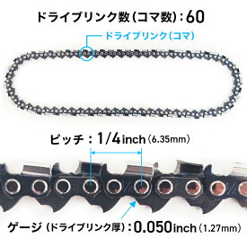 【ハイグレード】竹切り用 ソーチェン ピッチ1/4" ゲージ.050"(1.3mm) リンク数60 HJ25T-60-1P ソーチェーン チェーンソー