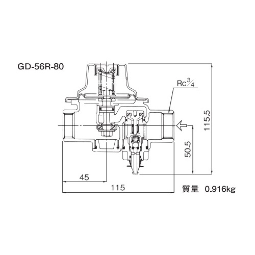 最新デザインの ヨシタケ:住宅設備機器 水道用減圧弁 型式:GD-56R-80