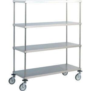 Canyon ステンレス製ワゴン(ボルトレスタイプ) C4型 ソリッドカート 均等積載量50kg 間口910×奥行460×高さ1540mm ( C4C-S4609 ) (株)キャニオン 【メーカー取寄】