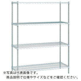ERECTA スーパーシリーズ・ステンレスワイヤーシェルフ 間口910mm×奥行460mm×高さ1587mm(PS) DB付 4段 ( SMS910PS1590W4 ) エレクター(株)