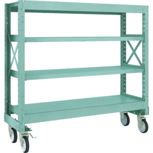 TRUSCO R3型ボルト式中量棚W1500XD500XH1400 4段 Φ150 ゴムキャスター付 ( R3-4554-G150 ) トラスコ中山(株)