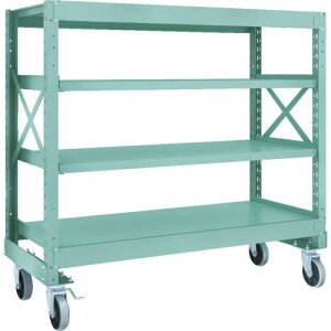 TRUSCO R3型ボルト式中量棚W1500XD600XH1400 4段 Φ150 ウレタンキャスター付 ( R3-4564-U150 ) トラスコ中山(株)