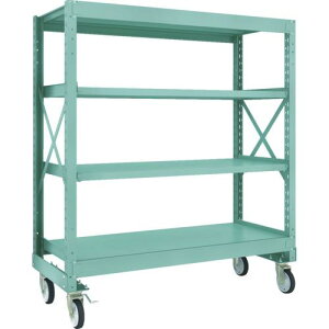 TRUSCO R3型ボルト式中量棚W1500XD600XH1700 4段 Φ150 ゴムキャスター付 ( R3-5564-G150 ) トラスコ中山(株)