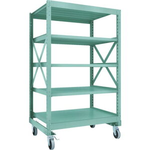 TRUSCO R3型ボルト式中量棚W1200XD900XH2000 5段 Φ150 ウレタンキャスター付 ( R3-6495-U150 ) トラスコ中山(株)