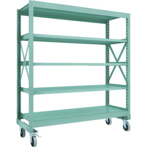 TRUSCO R3型ボルト式中量棚W1800XD600XH2000 5段 Φ150 ウレタンキャスター付 ( R3-6665-U150 ) トラスコ中山(株)