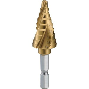 TRUSCO 六角軸ステップドリル 3枚刃チタンコーティング 5~19mm ( 3S-NMS-19G ) トラスコ中山(株)